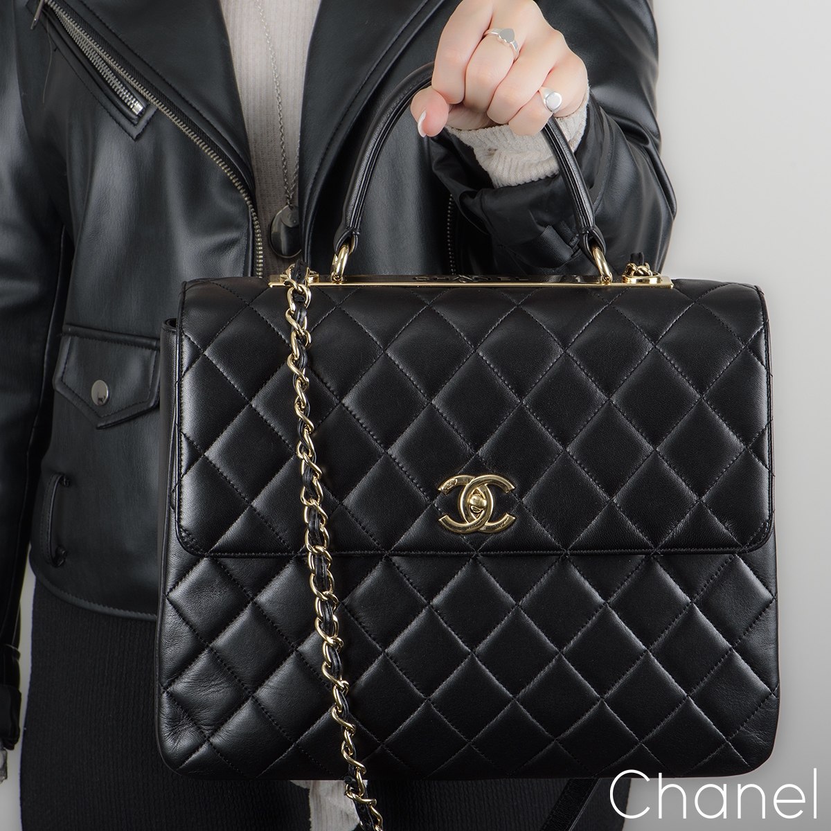 CHANEL Lambskin Quilted Large CC Funky Town Flap Black 1178889